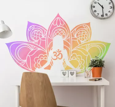 Autocolantes flores Símbolo de lótus multicolorido de ioga - TenStickers