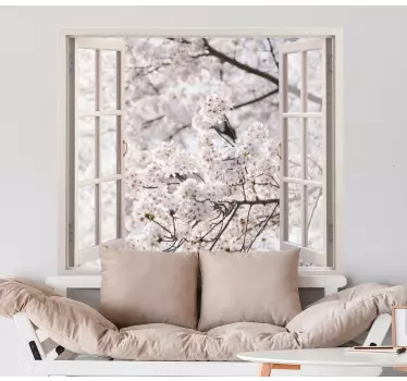 Autocolantes flores Vistas 3d para árvores brancas de primavera - TenStickers