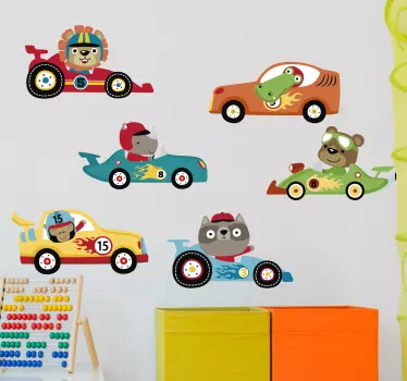 Vinil infantis Carrinhos de Corrida - TenStickers