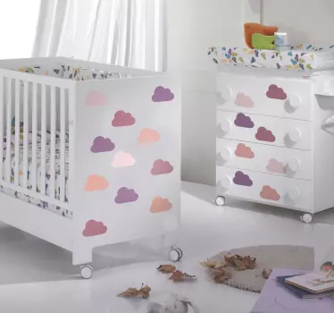 Autocolantes infantis de nuvem tons de rosa - TenStickers