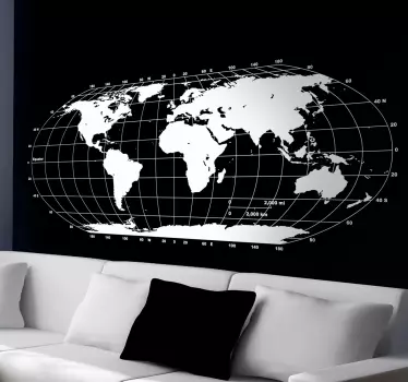 Adesivo sala de reuniões Mapa do mundo monocolor - TenStickers