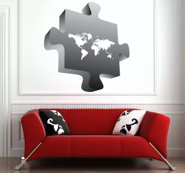Autocolantes sala de reuniões mapa mundo peça de puzzle - TenStickers