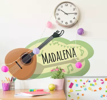 Autocolantes para quarto infantil guitarra portuguesa - TenStickers
