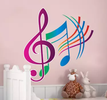 Autocolantes decorativos Musicais Notas Coloridas - TenStickers