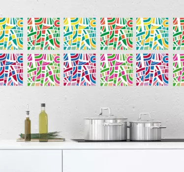 Autocolantes  de padrões abstratos aulejos coloridos - TenStickers