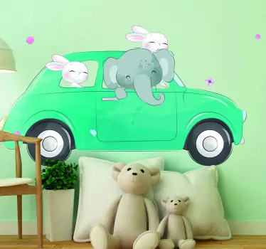 Autocolantes para carros Coelhinhos fofos no carro - TenStickers