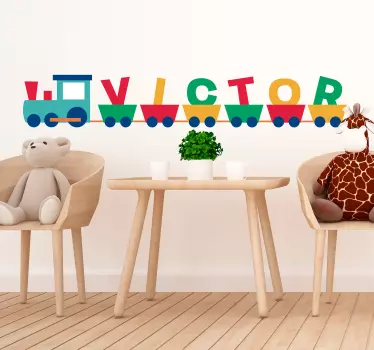 Autocolante para quarto de bebé comboio personalizavel - TenStickers