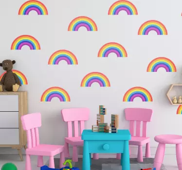 Autocolante para quarto de bebé padrão arco-íris - TenStickers