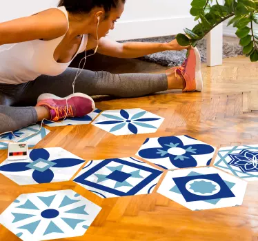 Autocolantes  de padrões abstratos Piso padrão azulejos - TenStickers