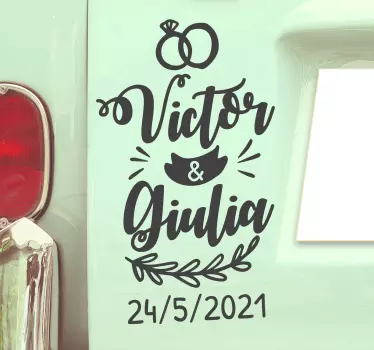 Autocolante decorativo para Casamento Nomes e Data - TenStickers