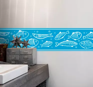 Autocolante azulejo peixes azuis - TenStickers