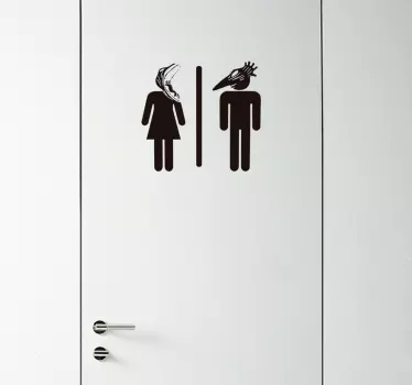 Autocolante porta banho Bitelchus homem e mulher - TenStickers