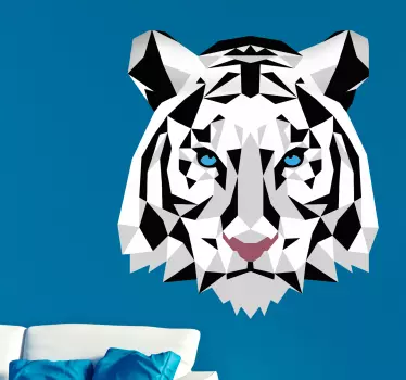 Autocolante sala de estar tigre branco - TenStickers