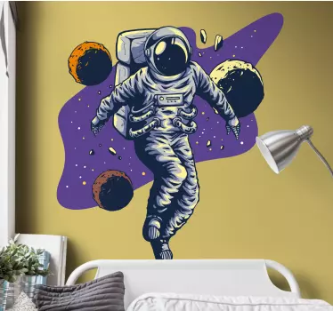 Autocolantes parede infantil Estilo de vôo de astronauta desenhad - TenStickers