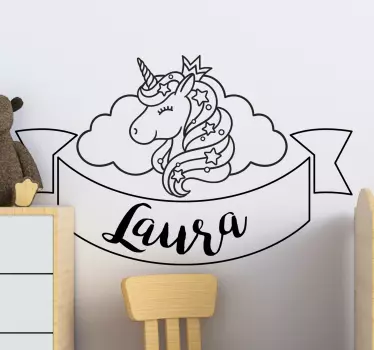 Autocolantes personalizáveis Unicórnio feliz com nome - TenStickers