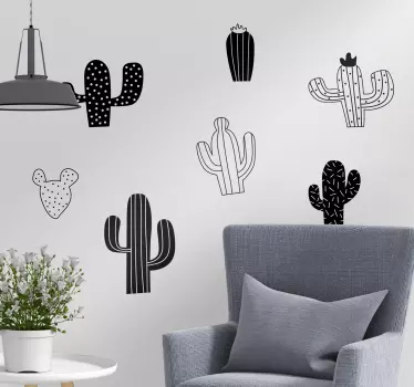 Autocolantes de flores e plantas catos monolor - TenStickers