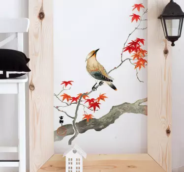 Autocolantes decorativos de pássaros e aves japonês vermelho - TenStickers