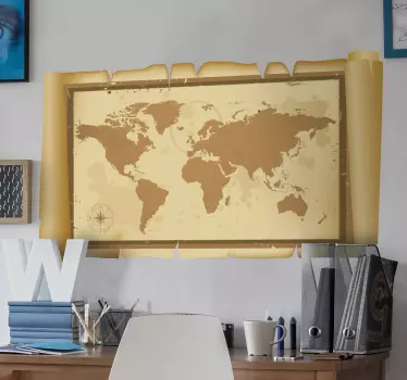 Autocolantes para quarto infantil Pergaminho mapa mundo - TenStickers