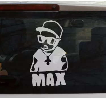 Bebe a bordo personalizado Bebê rapper com chupeta e nome - TenStickers