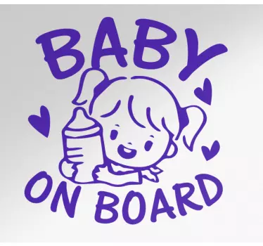 Bebe a bordo personalizado Garotinha com garrafa - TenStickers