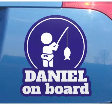 Bebe a bordo personalizado Menino bonito pescando - TenStickers