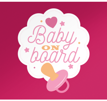 Bebe a bordo personalizado Nuvem branca com chupeta e texto - TenStickers