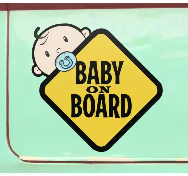 Bebe a bordo personalizado Sinal amarelo com criança fofa - TenStickers
