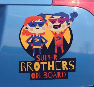 Bebe a bordo personalizado Super irmão e irmã - TenStickers