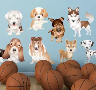Coleção de adesivos de grupo de cachorrinhos - TenStickers