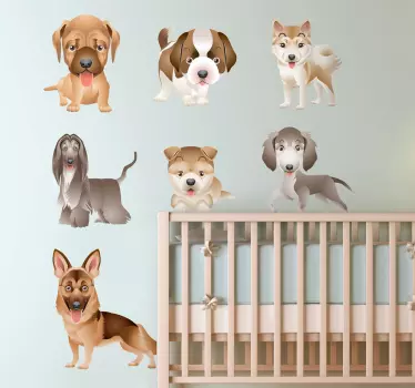Coleção de autocolantes de animais cachorrinhos simpáticos - TenStickers