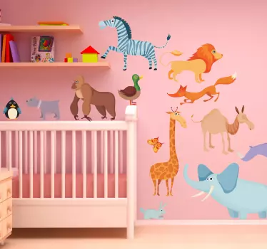 Crianças decalques de parede de animais - TenStickers