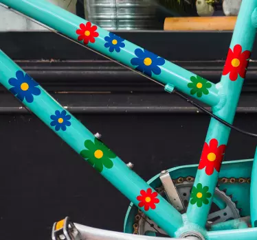 Decalques individuais coloridos da bicicleta das flores - TenStickers