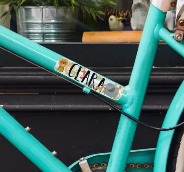 Diferentes animais nomeados <b>autocolante</b> de bicicleta - TenStickers