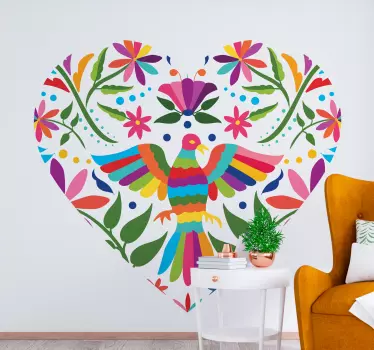 Estilo de coração tenango com pássaro vinis decorativos - TenStickers