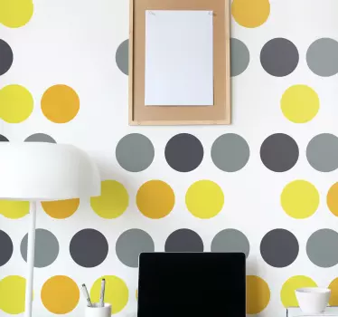 Figuras geométricas Vinil Pontos cinza, cinza escuro e amarelo - TenStickers