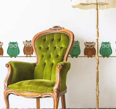 Friso decorativo autocolante Linhas de coruja - TenStickers