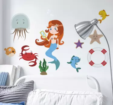 Marinheiro e objetos de vida marinha adesivos - TenStickers