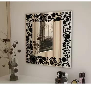 Moldura em vinil autocolante para espelho floral - TenStickers