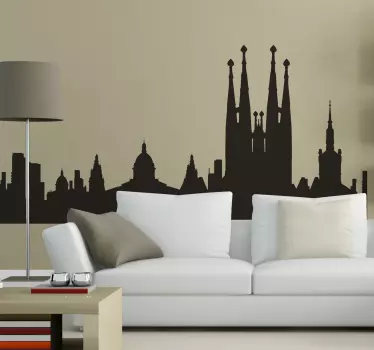 Mural de parede linha do horizonte Barcelona - TenStickers