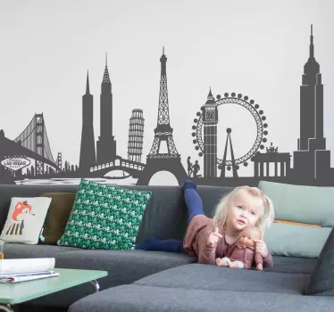 Mural de parede monumentos históricos mundiais - TenStickers