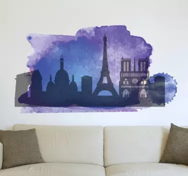 Mural de parede silhueta de Paris aguarela - TenStickers