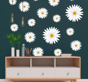Padrão com margaridas vinil autocolante de flores - TenStickers