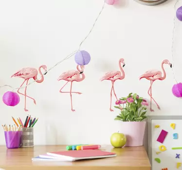 Pássaro flamingo rosa com vinil autocolante decorativo de janela - TenStickers