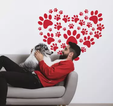 Pegadas de cão coração Vinil decorativo - TenStickers