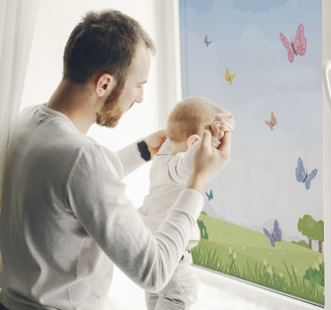 Primavera grama borboleta janela vinil autocolante decorativo - TenStickers
