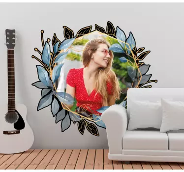 Quadro branco adesivo com moldura floral personalizada - TenStickers