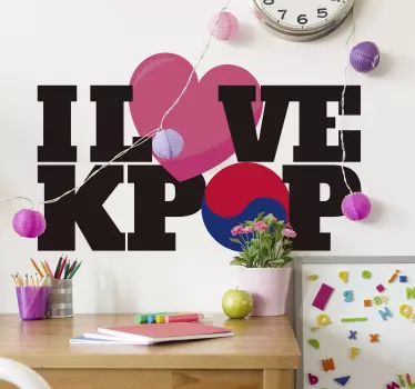 Quadro branco adesivo eu amo kpop - TenStickers