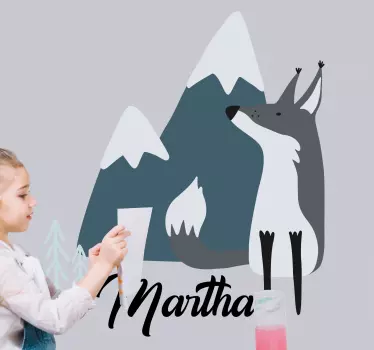 Quadro branco adesivo lobo da montanha personalizado - TenStickers