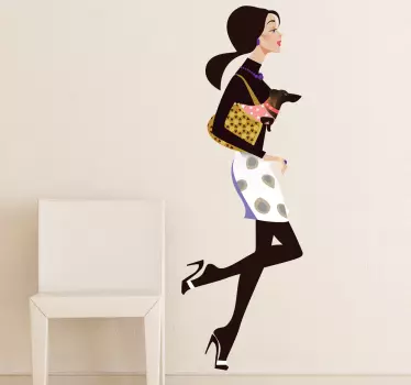 Senhora e cão compras vinil autocolante decorativo - TenStickers
