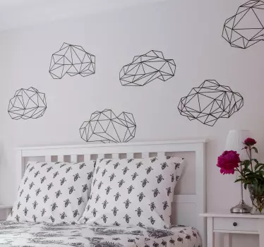 Sticker parede com nuvens origami - TenStickers